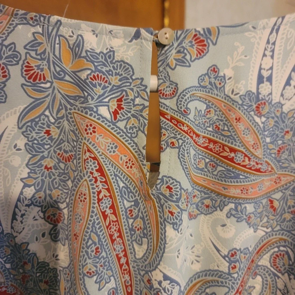 Jane and Delaney Paisley Print Boho Belted‎ Flounce Dress Women's Size M